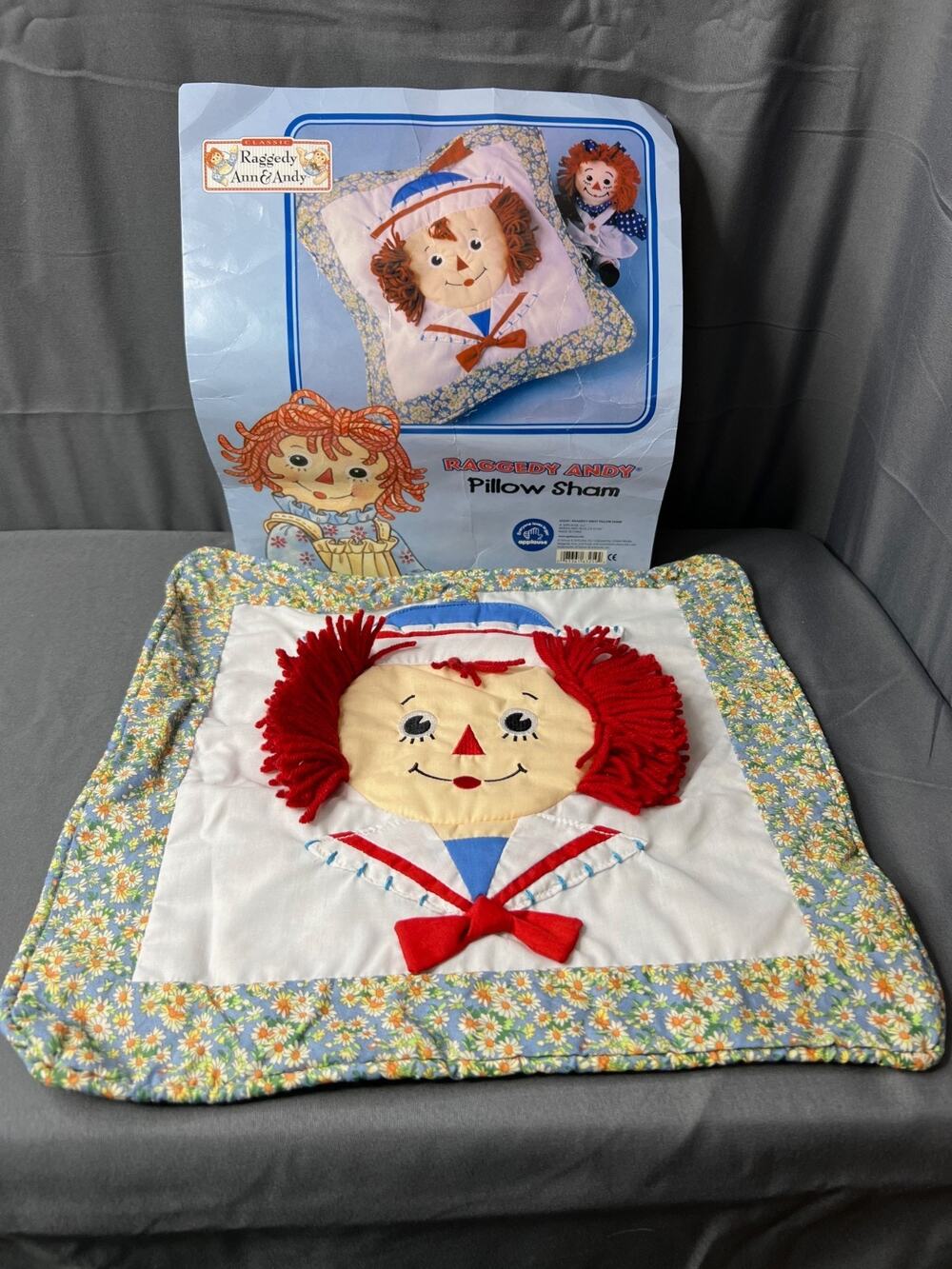 Vintage Raggedy Andy Pillow Cover 14x14 NIP!